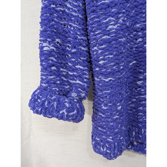 H&M Hand Knit Sweater Oversized M/L Purple White Boho Coastal Comfy & Cozy - Picture 9 of 16